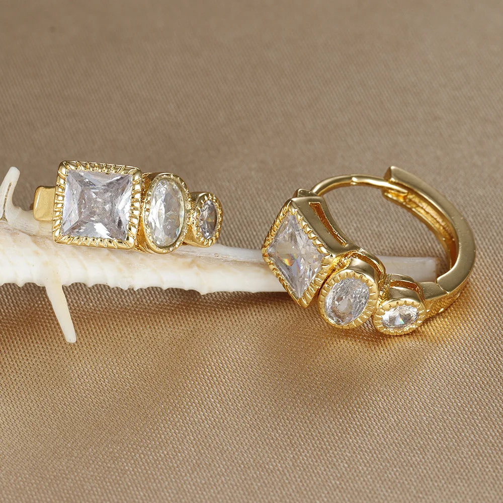 Tina Chunky Geo CZ Waterproof Hoop Earrings