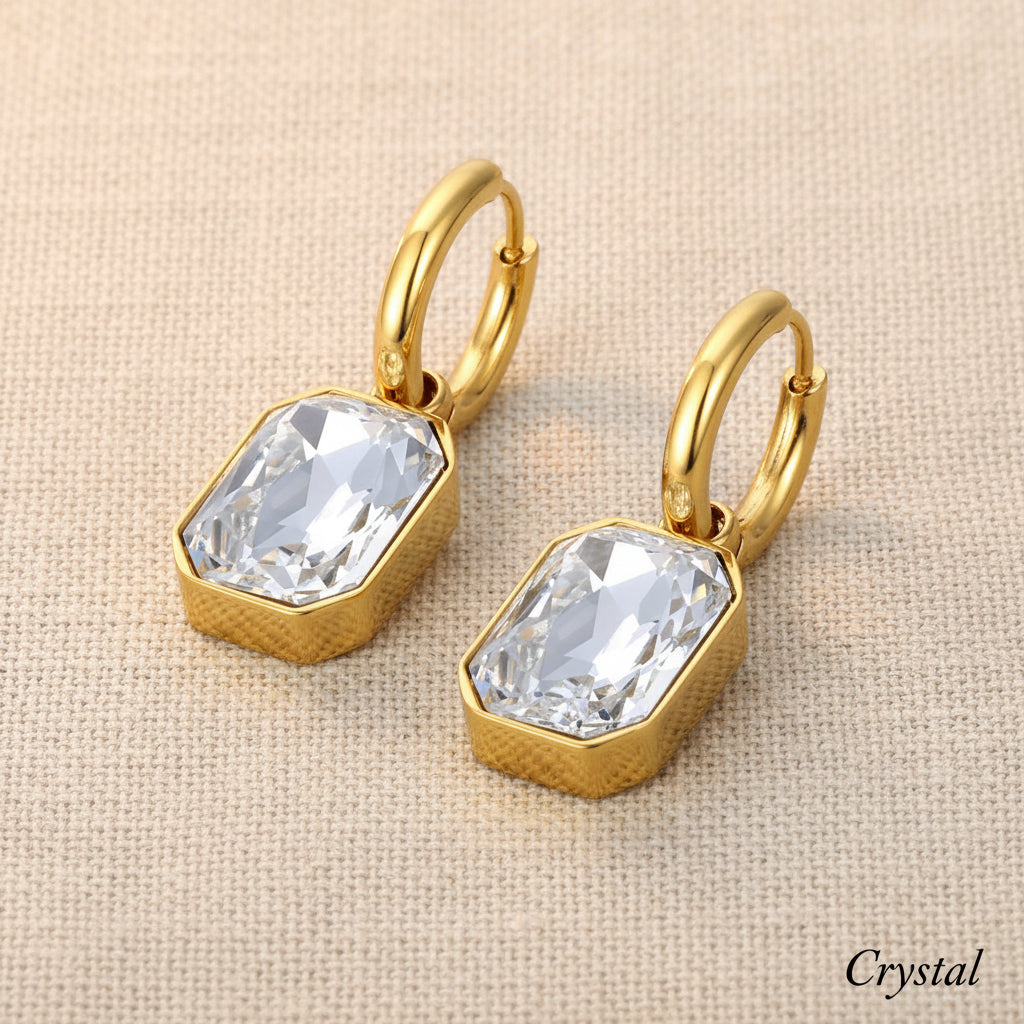 Emmeline Crystal Drop Hoop Earrings