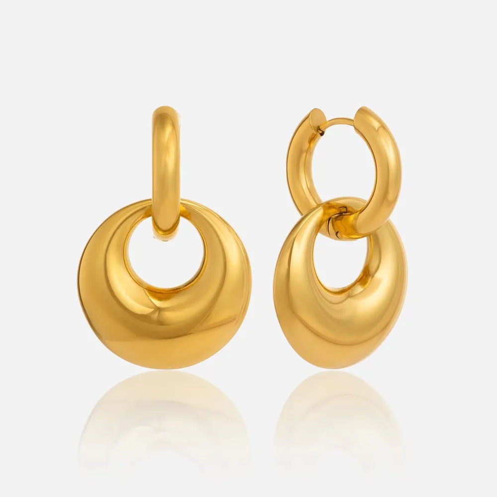 Minimalist Waterproof Double Ring Drop Earrings