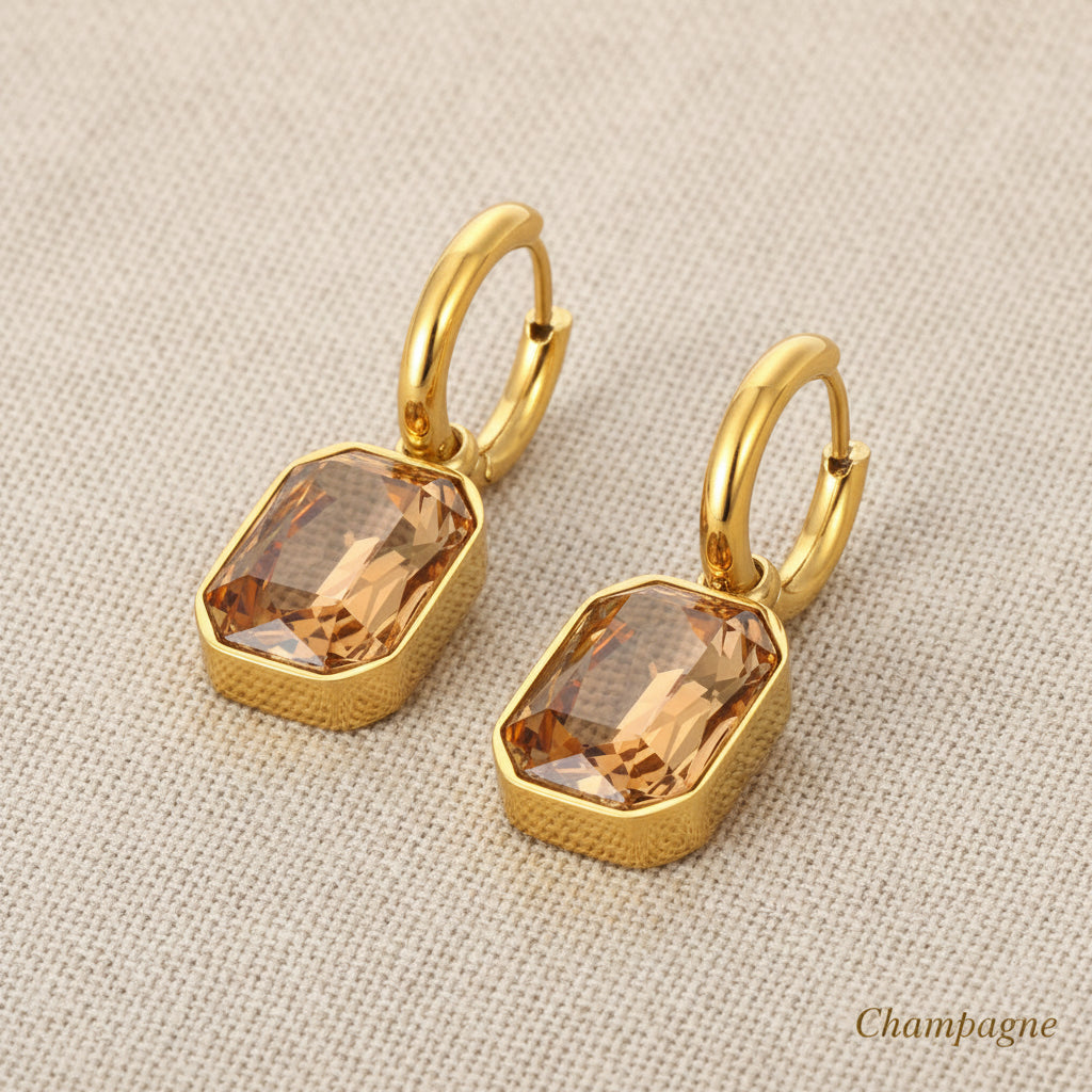 Emmeline Crystal Drop Hoop Earrings