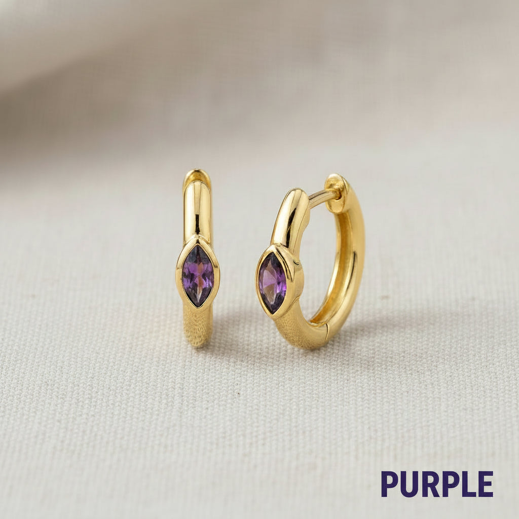 Contemporary Gold Gemstone Huggies