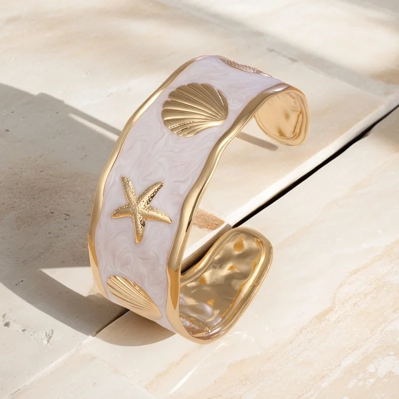 Enamel Shell Cuff Bracelet