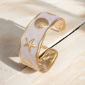 White Enamel Sealife Cuff Bracelet