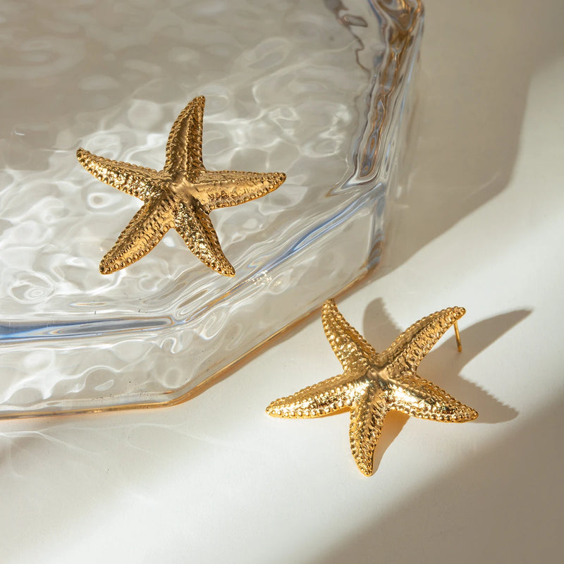 Gold Waterproof Starfish Earrings
