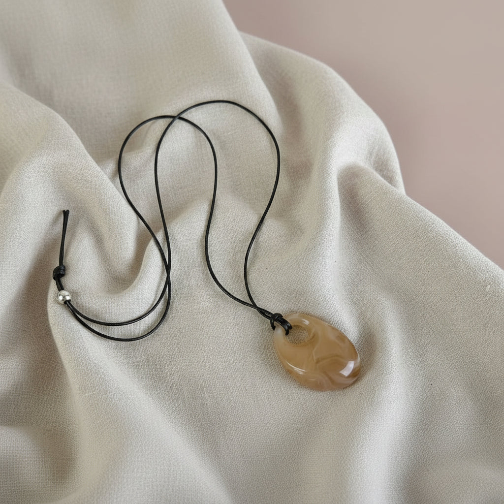 Minimalist Long Pendant Necklace - Taupe