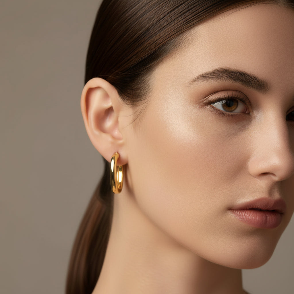 Jennifer Waterproof Gold Hoops