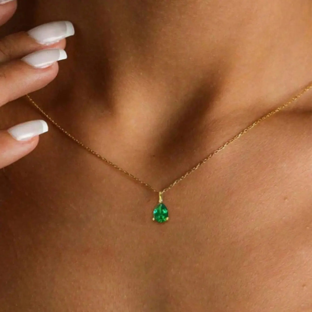 Bethann Teardrop CZ Birthstone Waterproof Necklace