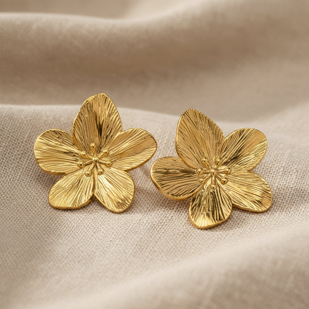 Bold Gold Flower Earrings