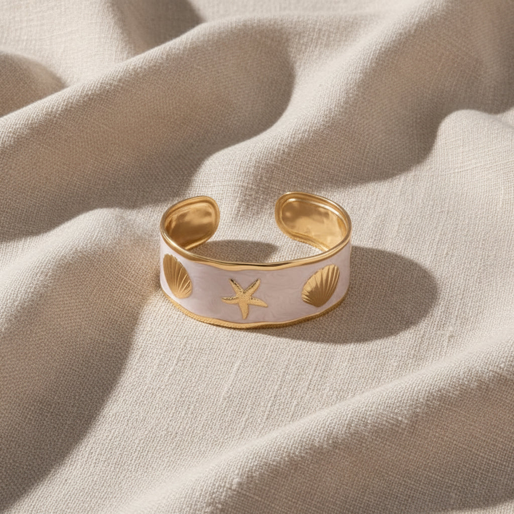 White Enamel Waterproof Cuff Sealife Bracelet