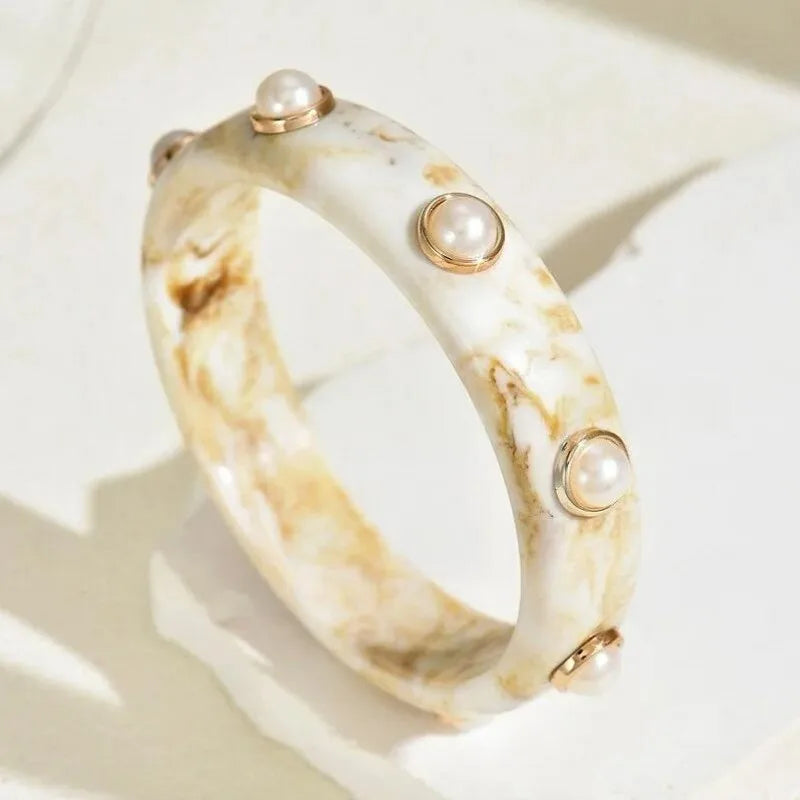 Resin and Pearl Bangel Bracelet