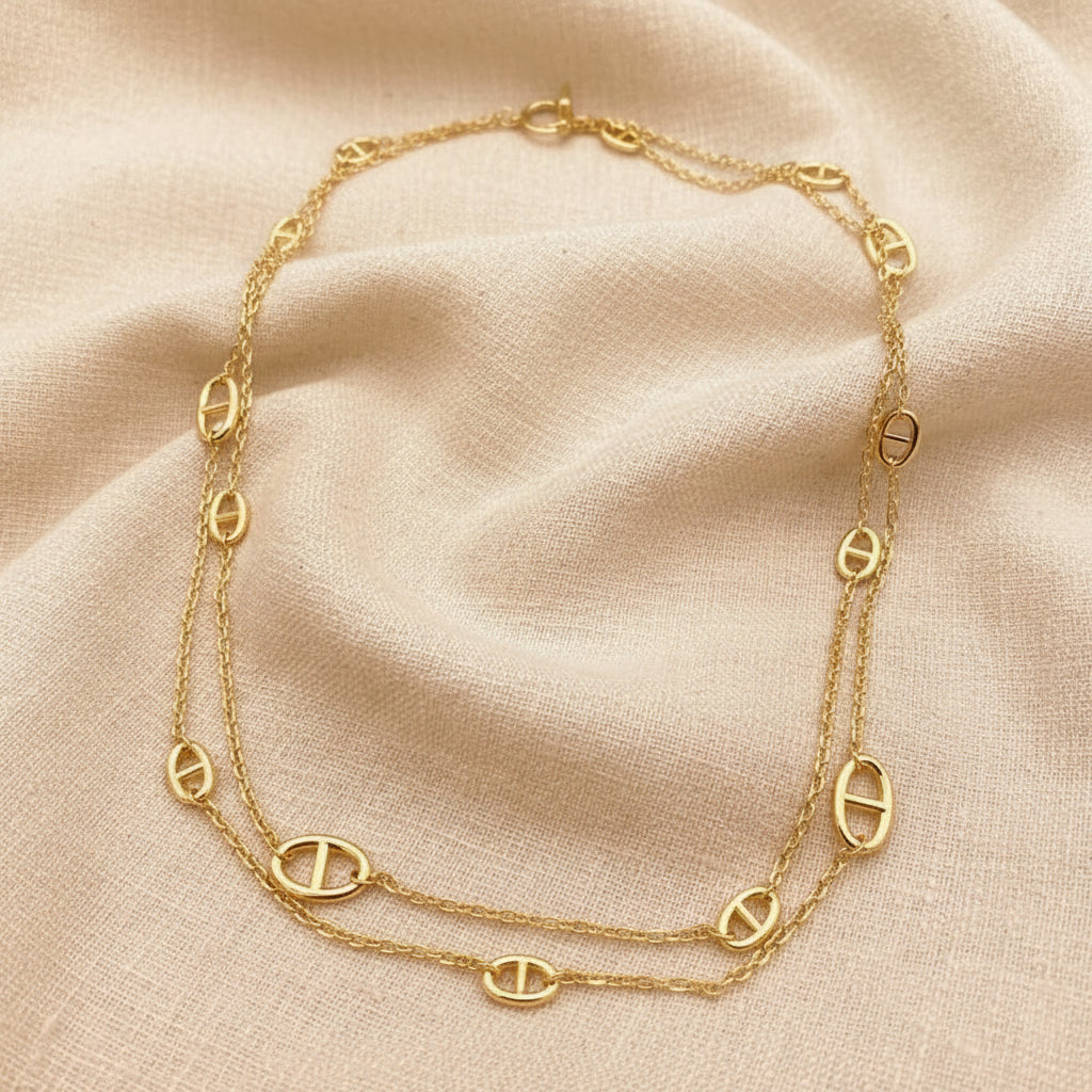 Elegant Gold Links Chain Wrap Necklace