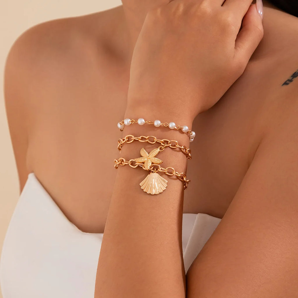 Gold Beach Charm Bracelets 3-pack