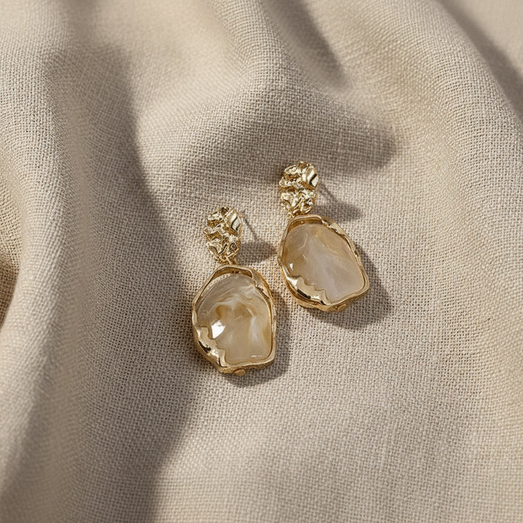 Gold Statement Sculptural Drop Earrings