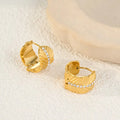 Elegant Waterproof Gold Leaf and Crystal Hoop Earrings