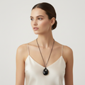 Minimalist Long Pendant Necklace - Black