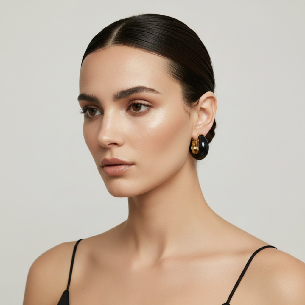 Resin and Gold Hoop Earrings